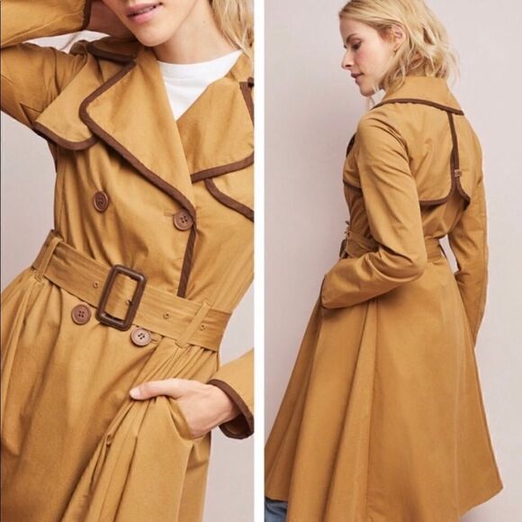 🎉HP🎉NWOT Anthropologie Marley trench coat sz10 - Picture 2 of 15
